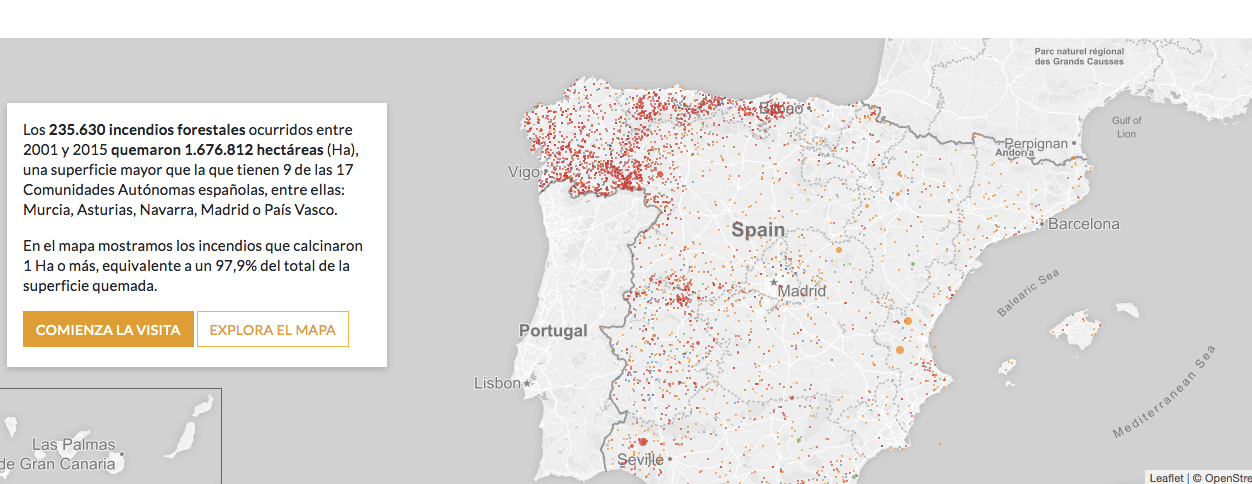 La Fundación CIVIO publica el mapa de los incendios forestales